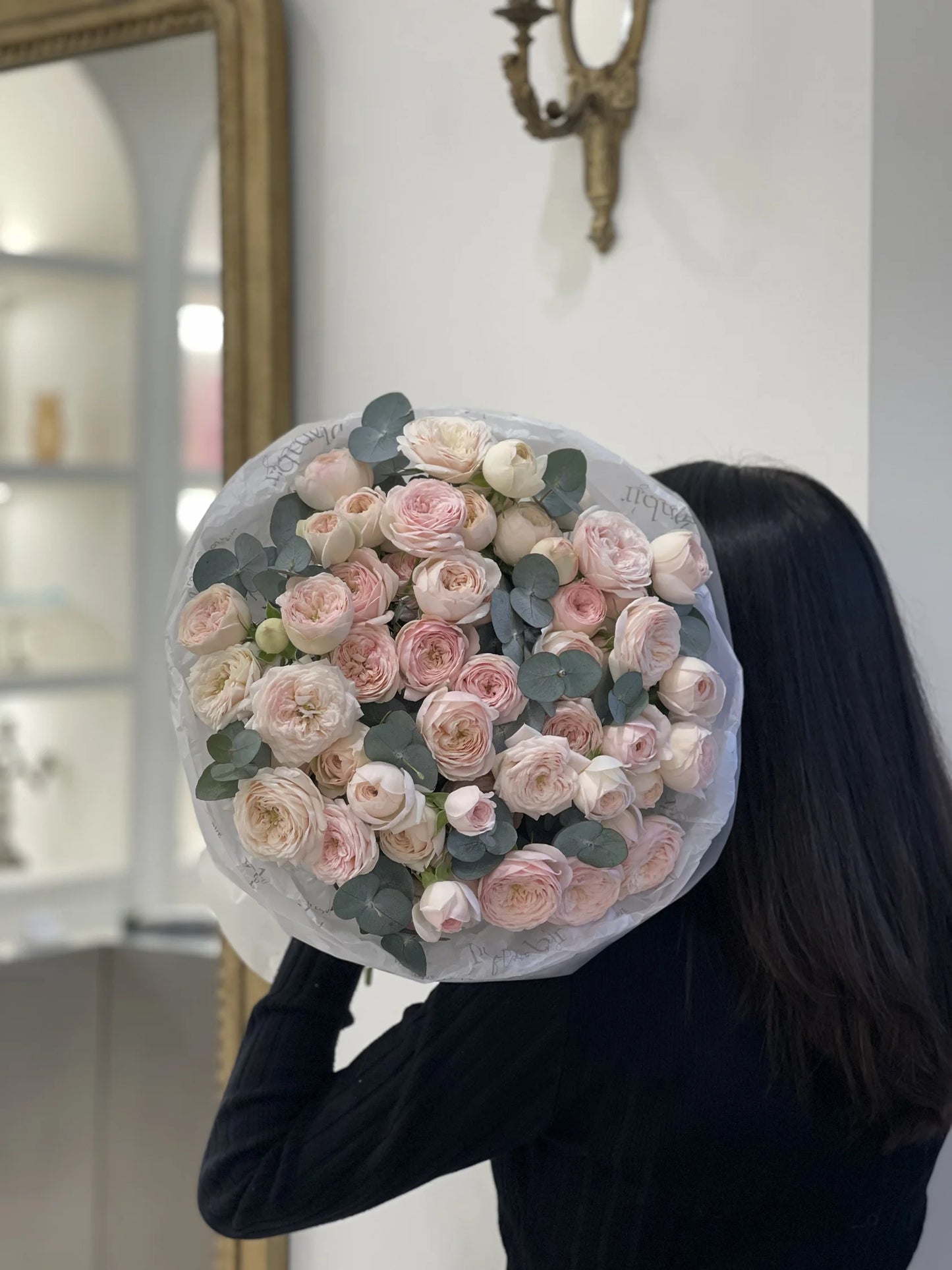 Bouquet of peony roses and eucalyptus #3