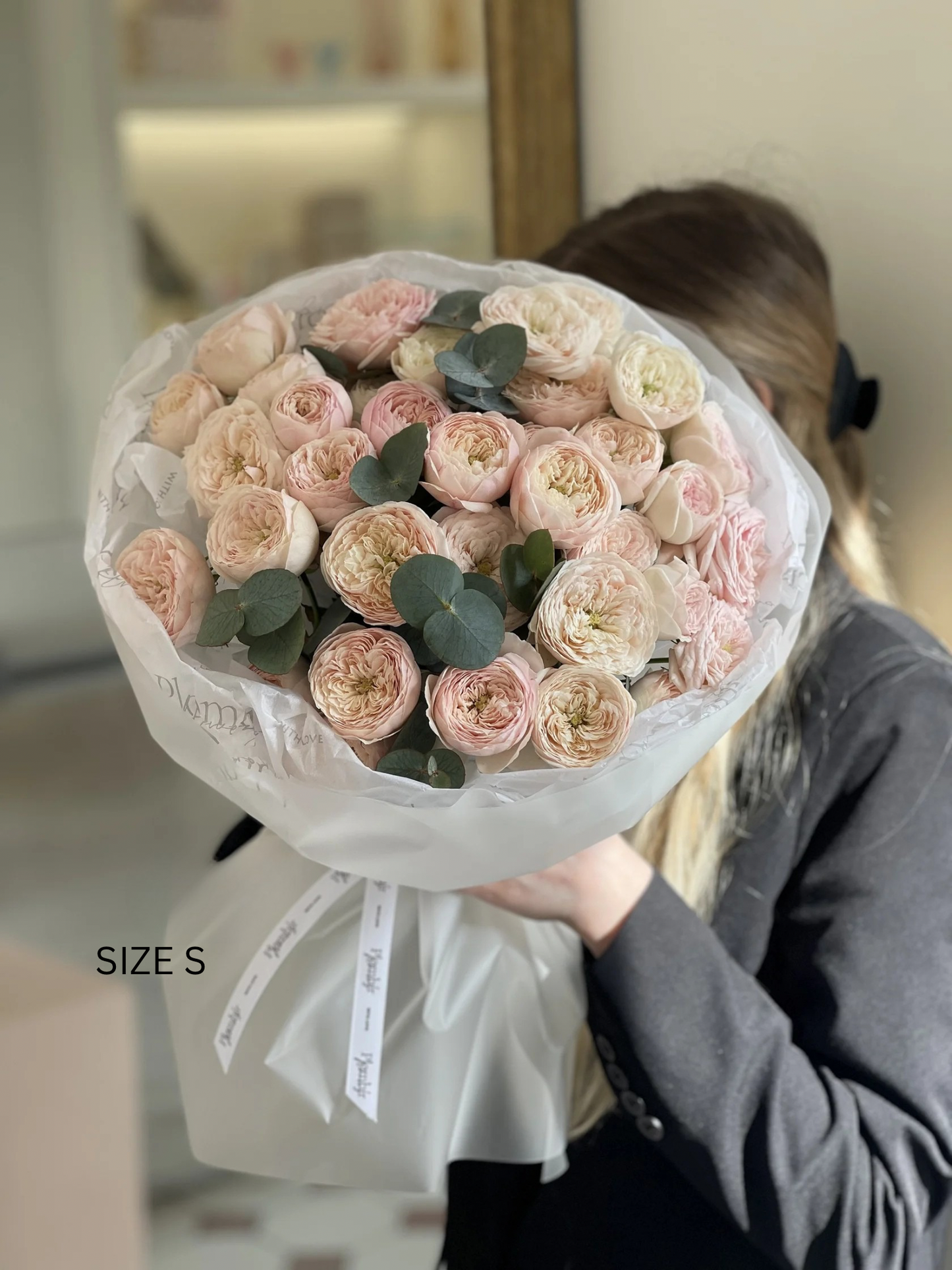 Bouquet of peony roses and eucalyptus #3