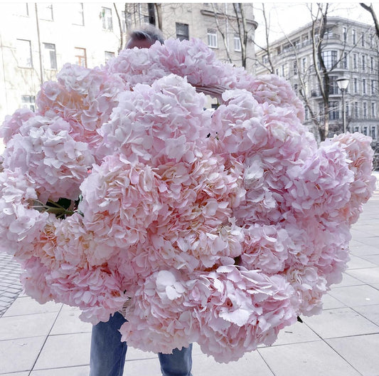 Flower Basket "Pillow Talk" - hydrangeas